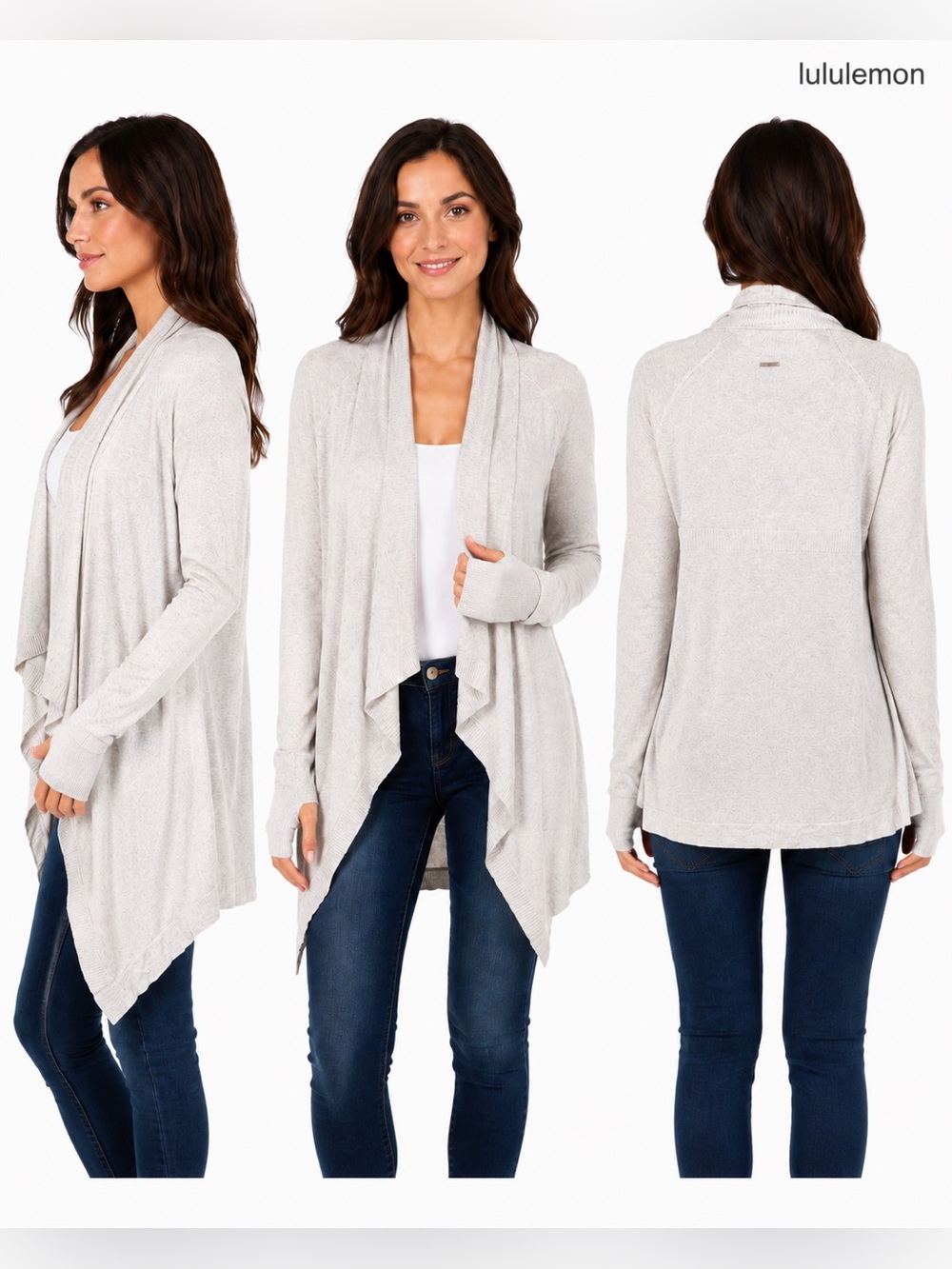 Lululemon Express Yourself Wrap Cardigan Heather Gray Size 6 thumb holes